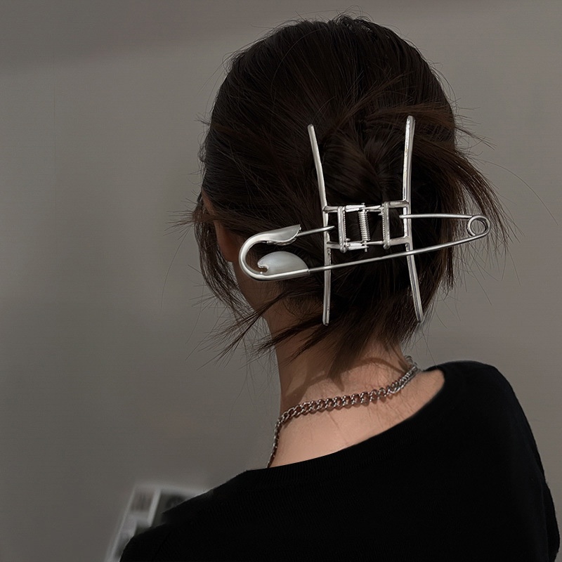 2pcs set exaggerated big pin hairpin fashion trendy cool clip headdress female Korean Punk personality back head clip