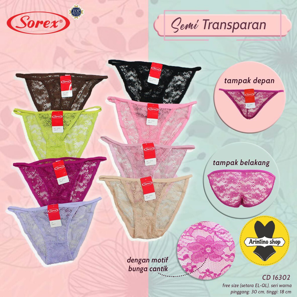 Cd Wanita Sorex 16302 Fit to XL Brukat Transparan Cd Cd Wanita Sorex 16302 Fit to XL Brukat Transparan Cd