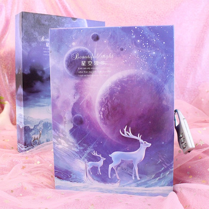 

Star Buku Tulis / Notebook Beautiful Night Buku Diary Dengan Gembok Angka Hemat