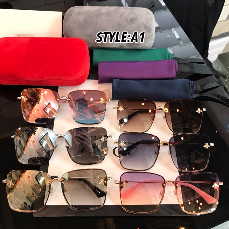 (YUZHU) Bayar di Tempat Little Bee Kacamata Hitam Frameless Oversized Square Wanita Kacamata Sunglasses