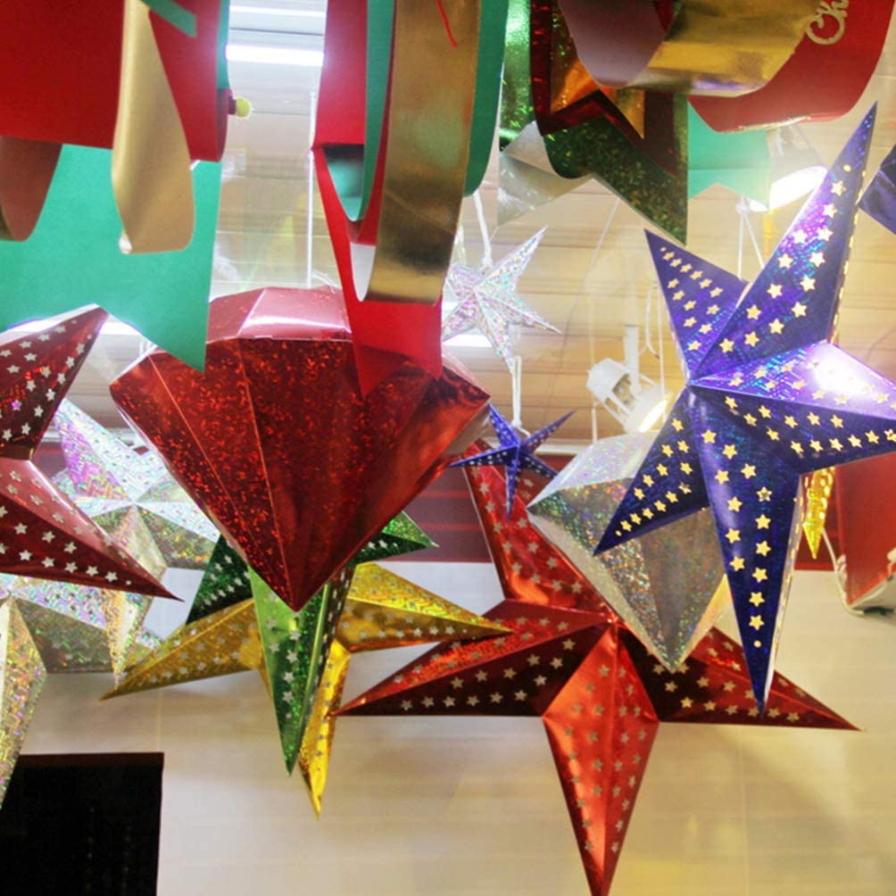 [Christmas Products] Christmas Five-Pointed Star Pendant Paper Shades Home Decoration Products