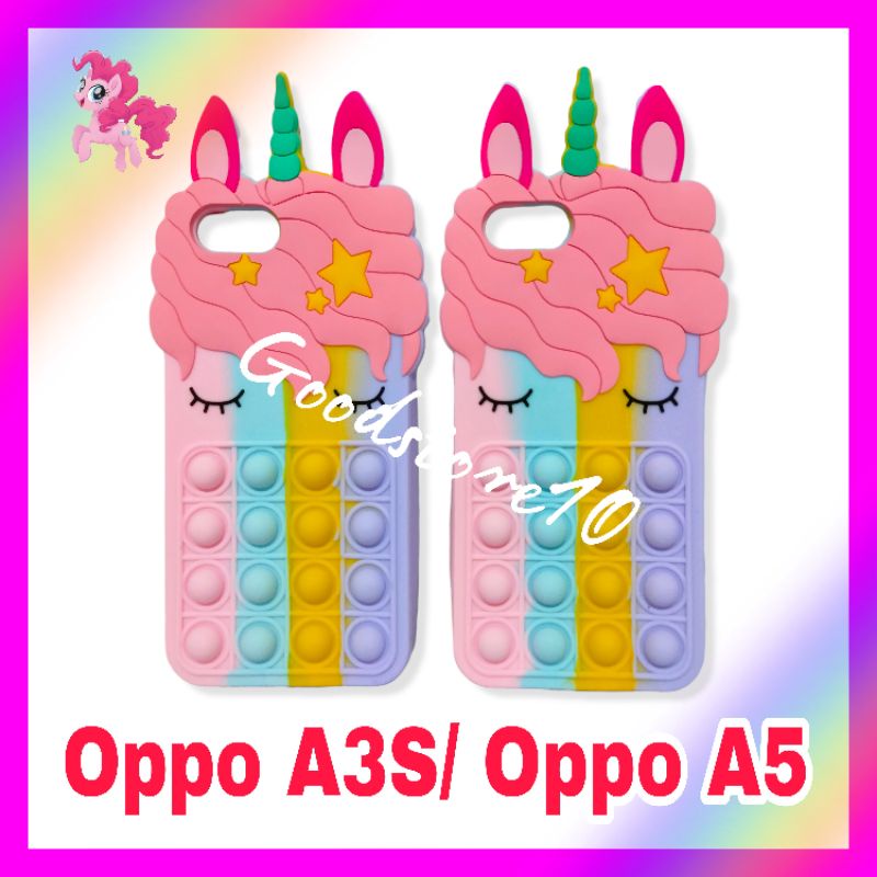 Oppo A3S A5 Case POP IT 3D UNICORN Softcase Lembut Tebal Rainbow Casing Kuda Poni Terbaik