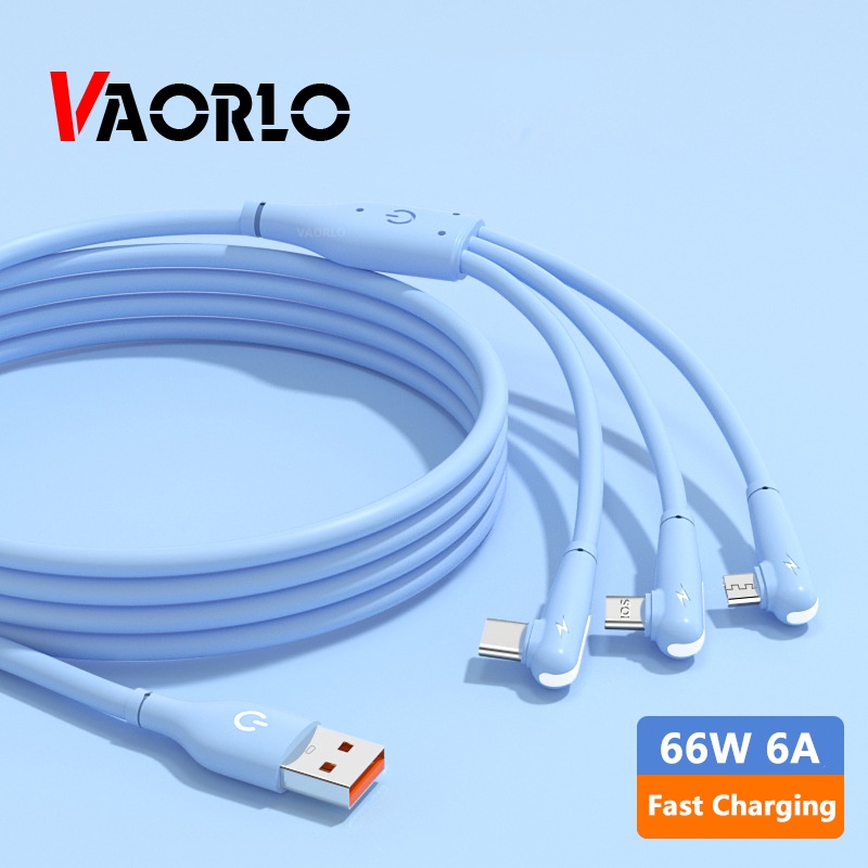 Vaorlo Kabel Fast Charging 66W 3 IN 1 Tipe-C 6A 2.4A Lightning 2A