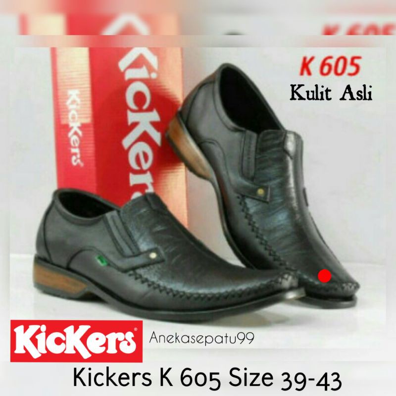 Sepatu Pantopel Pria Kickers Kulit Asli Garansi / Sepatu Cowok Formal Kulit Asli / Sepatu Kerja Pria Kickers Pantofel / Sepatu Kantor Laki Promo