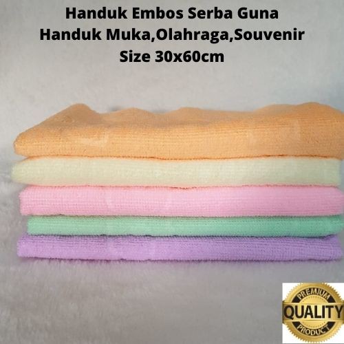 Handuk Serba Guna Embos SIZE 30X60CM microfiber Polos dewasa Lembut/ Handuk muka/souvenir WJ-10