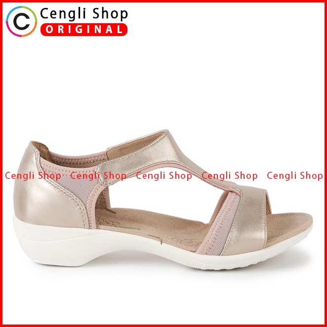 SANDAL WEDGES KULIT HUSH PUPPIES WANITA ORIGINAL TERBARU GOLD HW57