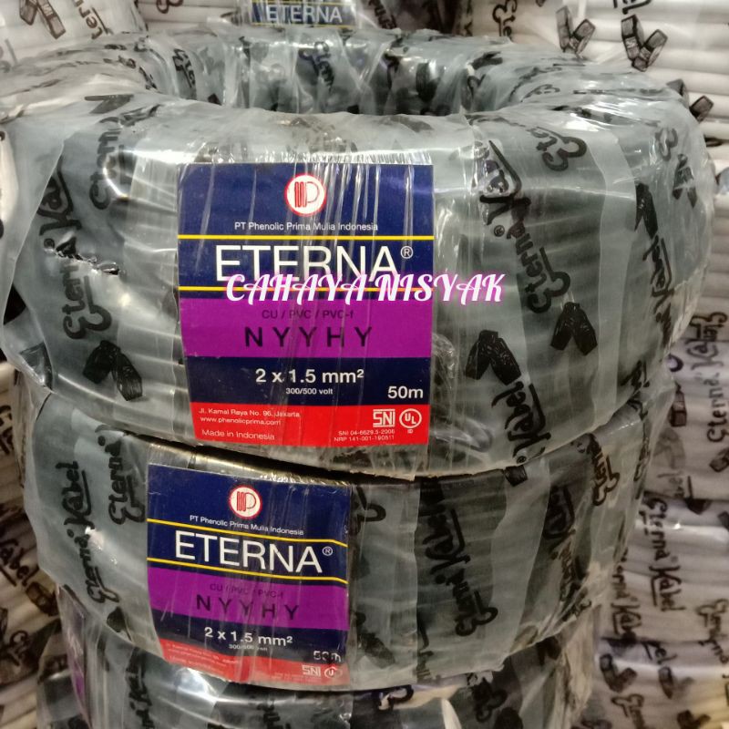 Kabel NYYHY 2x1,5 Eterna / Kabel Serabut isi 2 Eterna