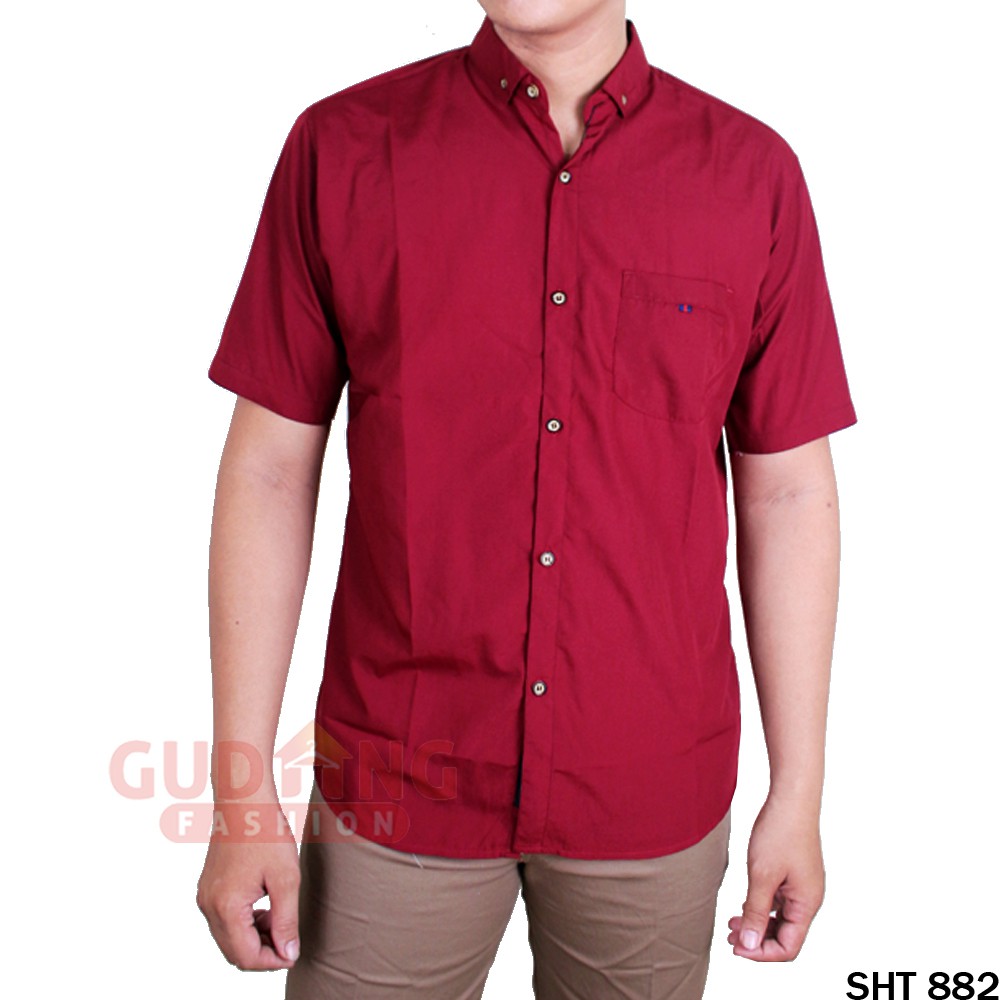 Kemeja Cowok Polos Lengan Pendek Oxford - SHT 882