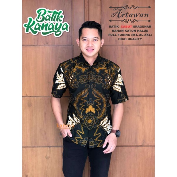 ARTAWAN batik pria lengan pendek Berlapis FURING bahan KATUN PREMIUM