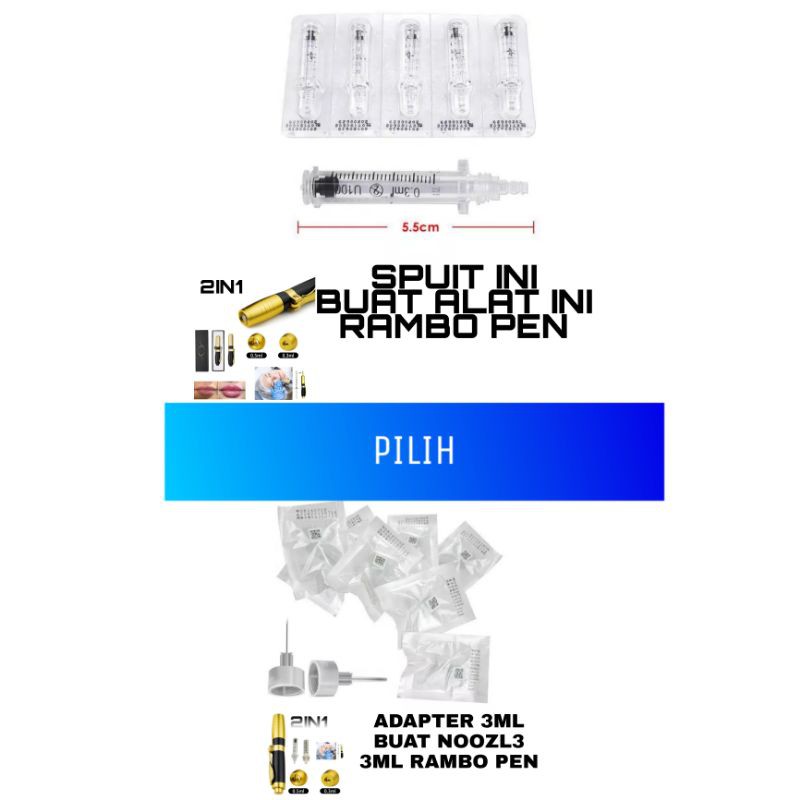 spuit 3 ml 5ml dan adapter rambo pen injection non needle painless soft