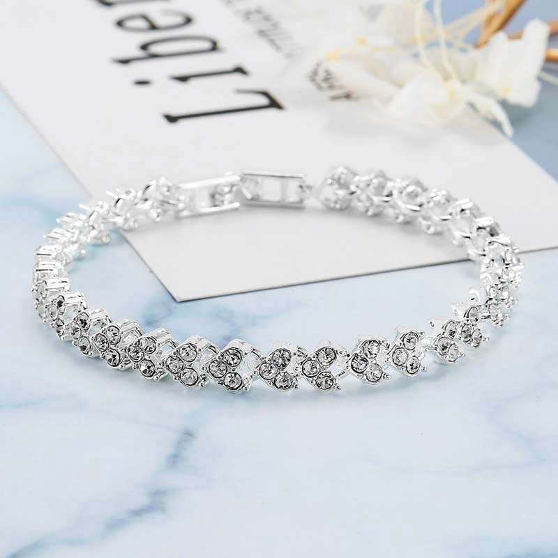 Gelang Titanium Wanita Bangle Dengan Permata Kristal Berkilau Dalika