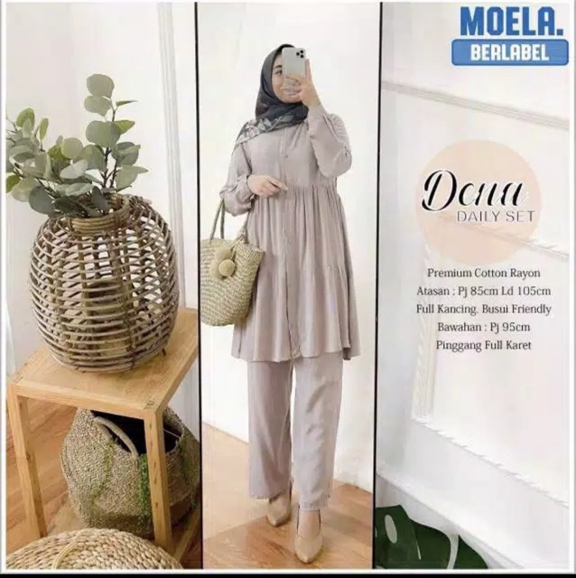 GROSIR MURAH SETELAN TUNIK DENA DAILY SET CELANA BUSUI BUMIL MOSCREPE PREMIUM