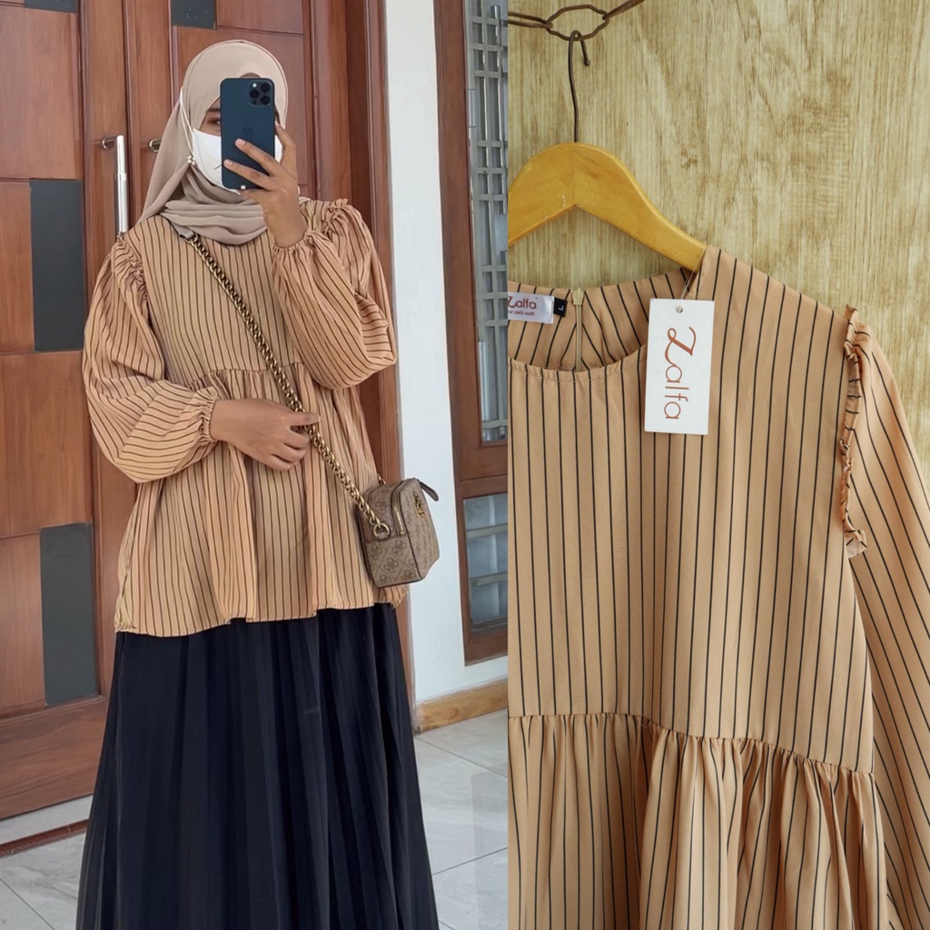 DANIRA blouse by Zalfa Outfit / blouse motif / blouse salur/ blouse garis