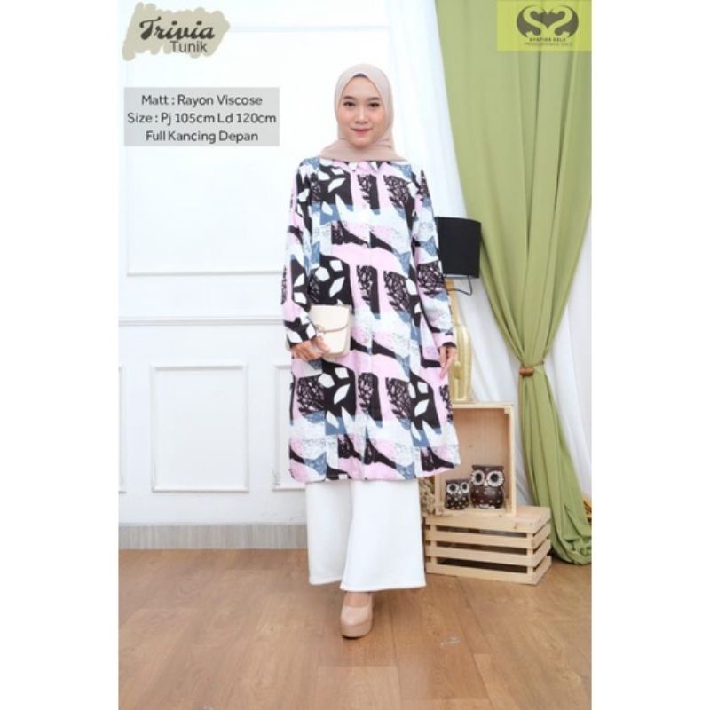 PROMO LONG TUNIK/ATASAN WANITA MOTIF RAYON VISCOSE LD 100/110/120