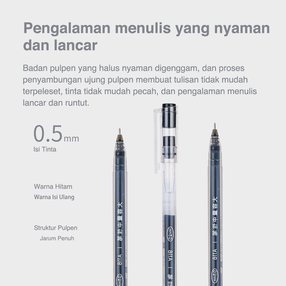 Deli Gel Pen Pulpen Gel Warna Hitam/Biru 0.5mm A116