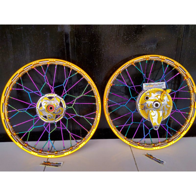 paketan velg tromol sambung+ruji plintir +velg full ukir