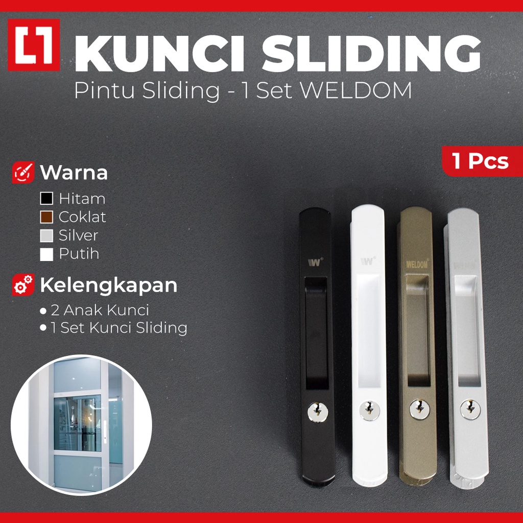 Handle Kunci Tarikan Pintu Aluminium Sliding Geser Tanam RA66 - Weldom