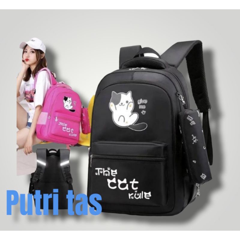 tas ransel anak sekolah sd smp motif kucing