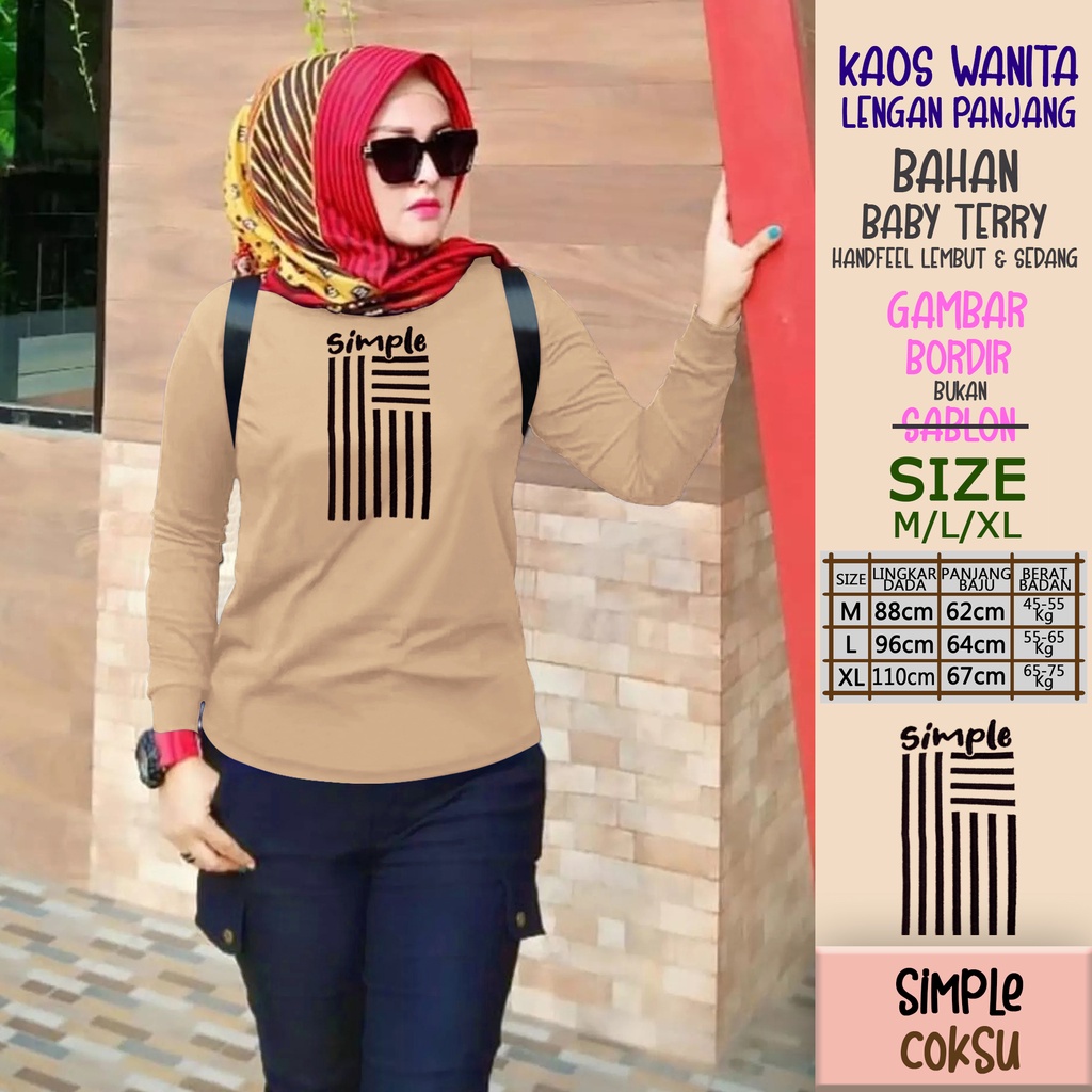 CENOA Kaos Wanita Lengan Panjang  / Kaos Sweatshirt / Atasan Wanita / Atasan Wanita Lengan Panjang-1