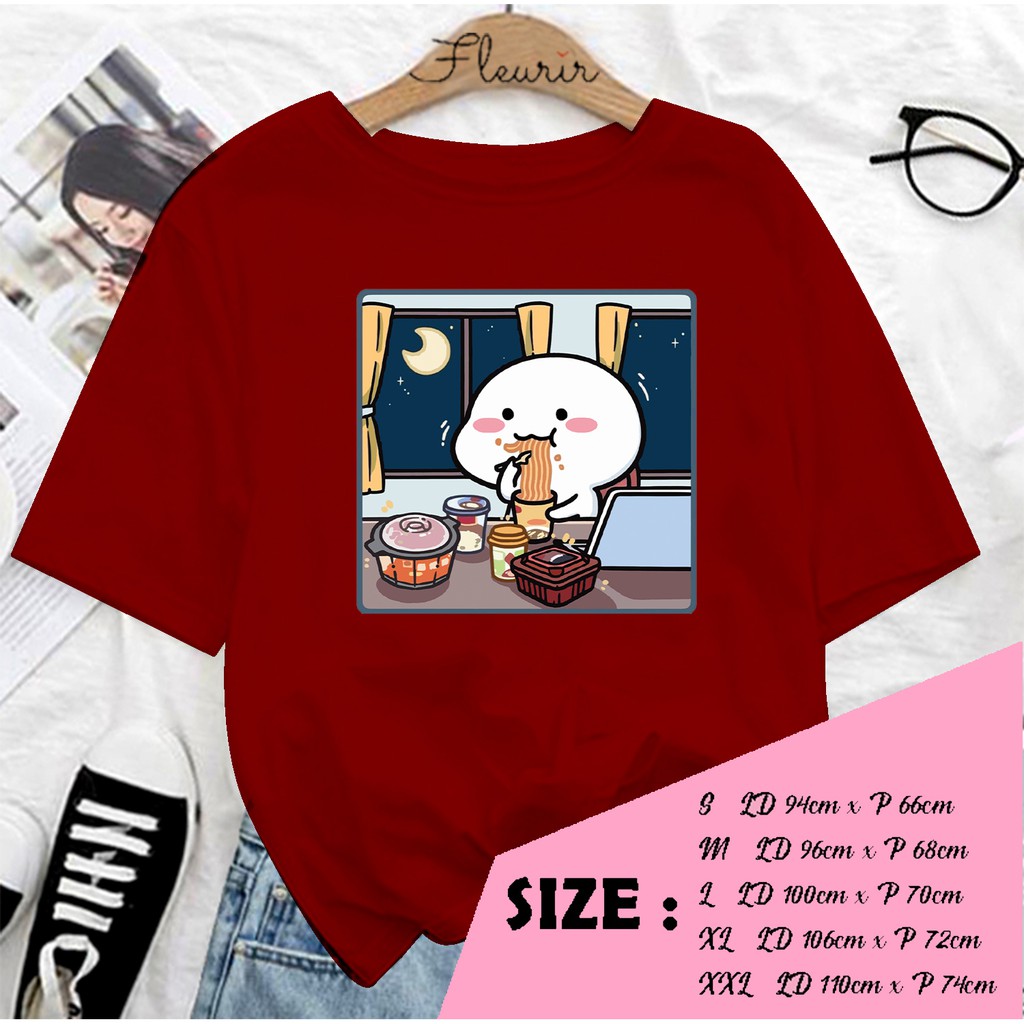 FLEURIR - KAOS OVERSIZE PENTOL MAKAN KATUN  KAOS WANITA DEWASA LENGAN PENDEK TEE UNISEX JUMBO