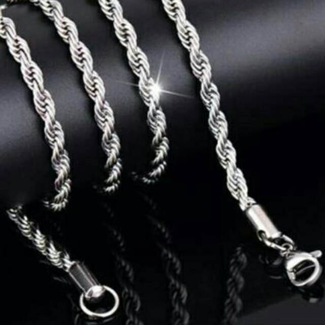 KALUNG TITANIUM PRIA SILVER MODEL TAMBANG  - KEREN