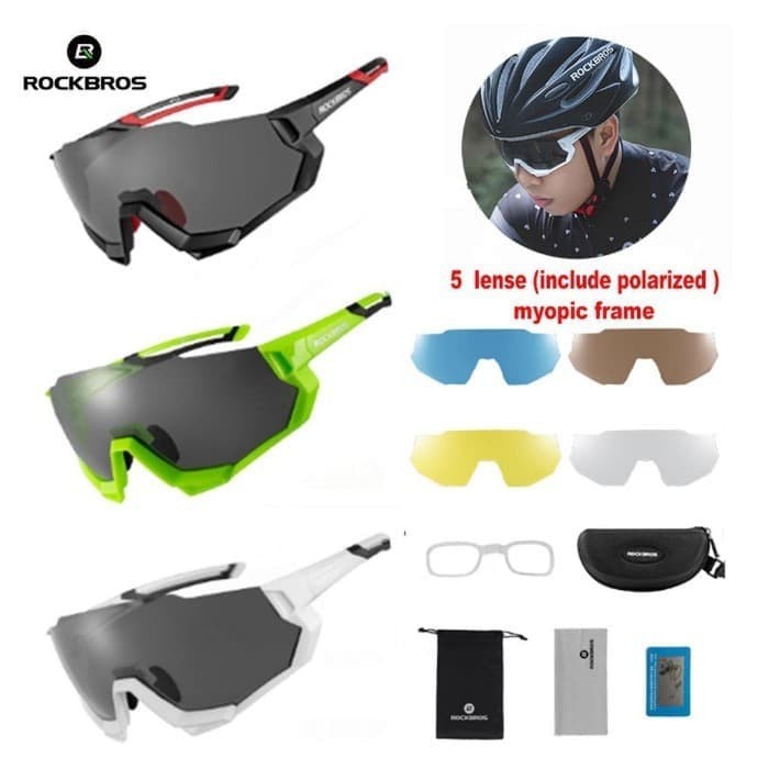 Rockbros Kacamata Polarized dengan 5 Lensa Warna Polarized untuk Olahraga Bersepeda