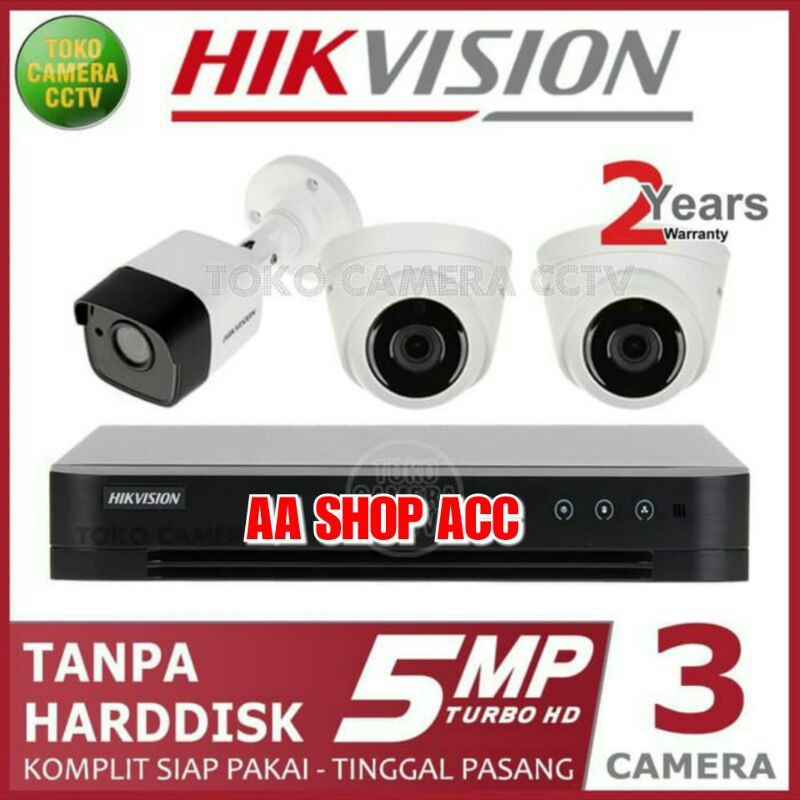 PAKET CCTV HIKVISION 5MP 4CHANEL 3 KAMERA