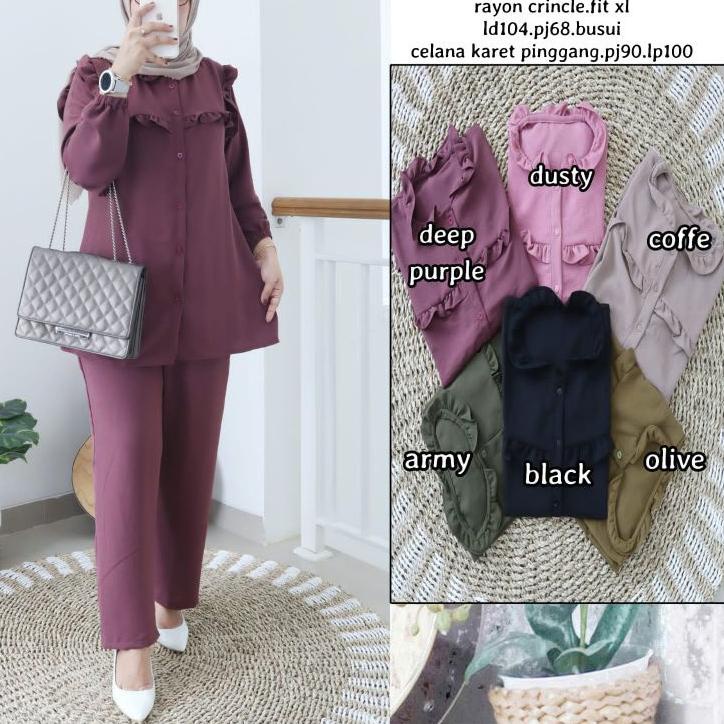 Paling Diminati MILLY SET RAYON CRINCLE | STELAN KEKINIAN | BAJU SETELAN MODEL TERBARU | BAJU SETELA