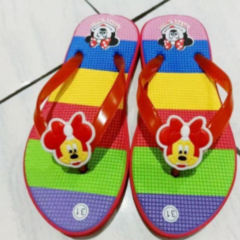 Sandal Anak Perempuan Model Pelangi Mickey Mouse