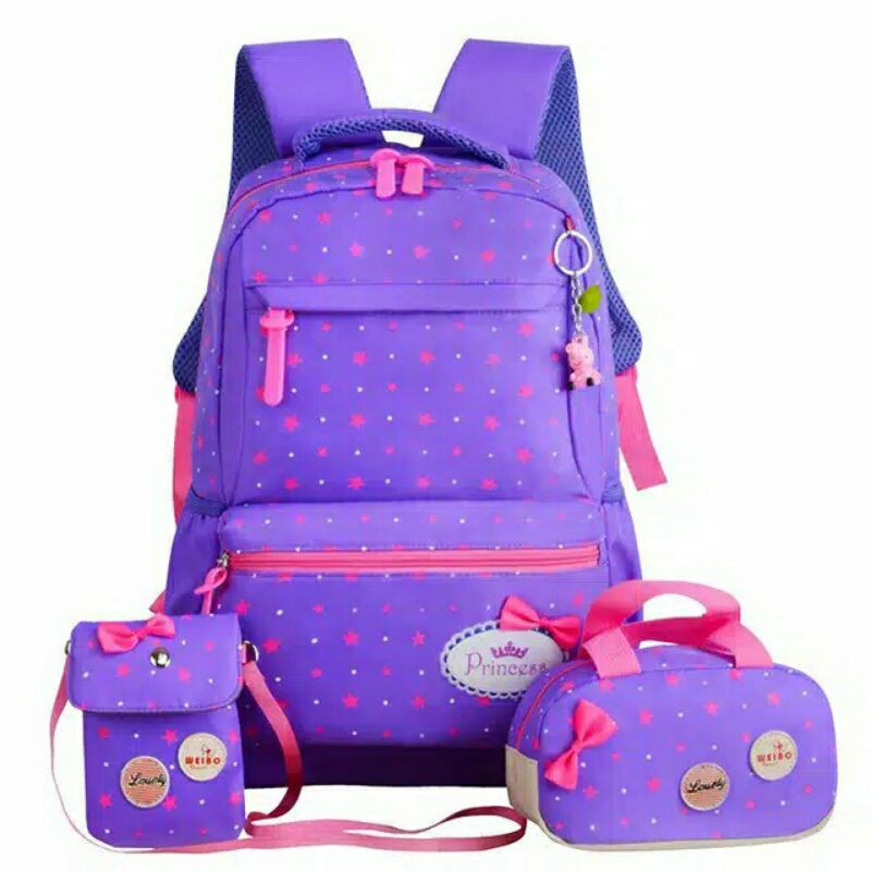 Ransel Anak untuk SEKOLAH 3in1 satu set tempat Pencil Backpack Bintang Tabur BISA COD