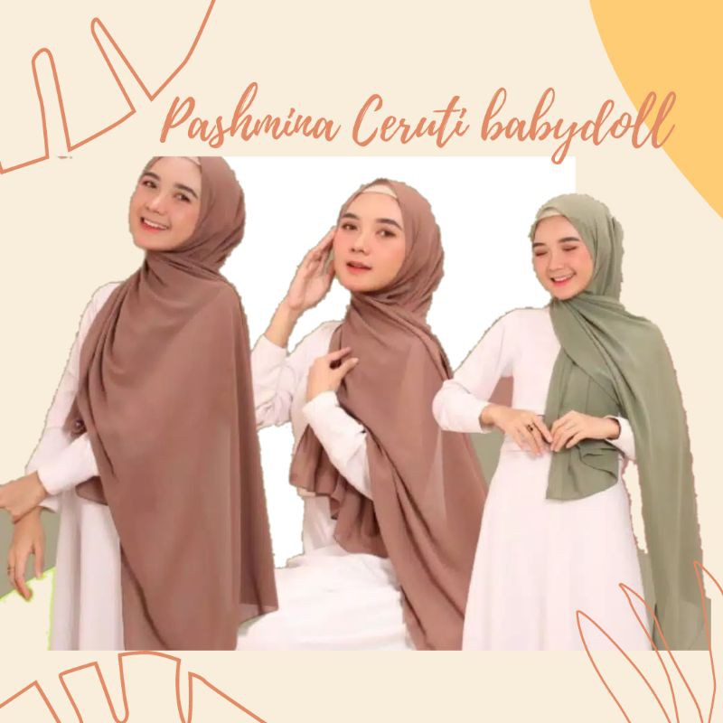 [FREE MASKER KAIN]Pasmina Ceruty Babydoll /Pashmina Ceruty Size 180 x 75cm Hijab Pasmina Murah