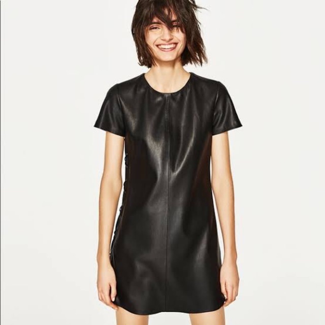 zara faux leather dress