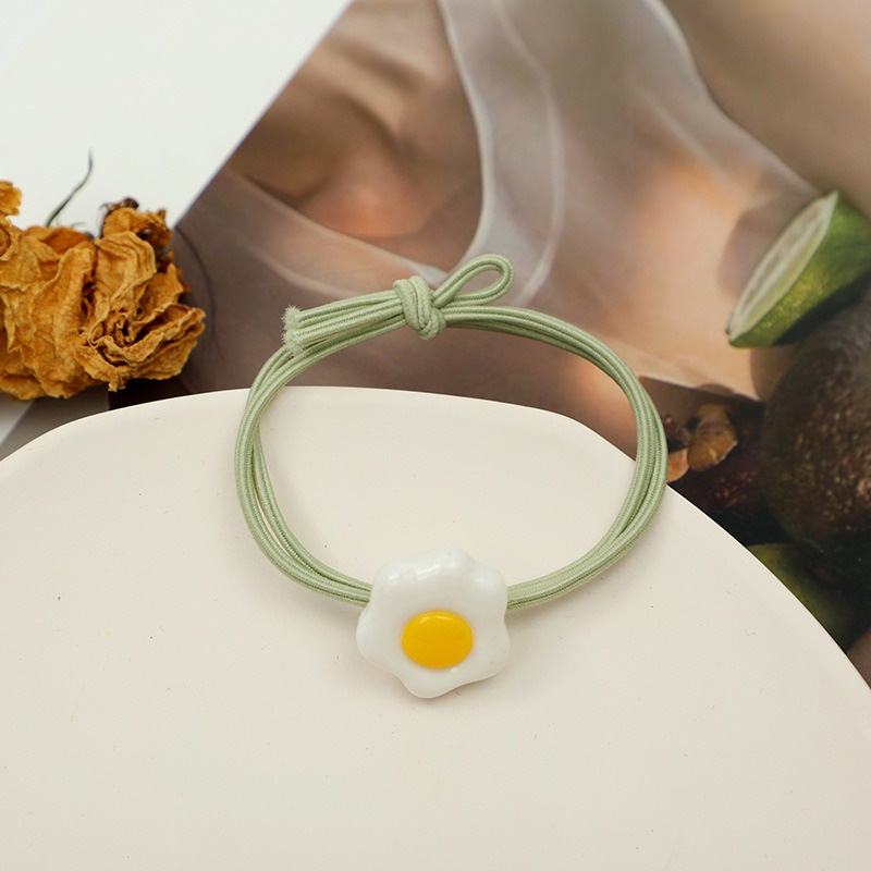 OVERFLOWS.ID Ikat Rambut Egg Tali Rambut Ala Korea Bentuk Telur Ceplok Murah-TELOR Green
