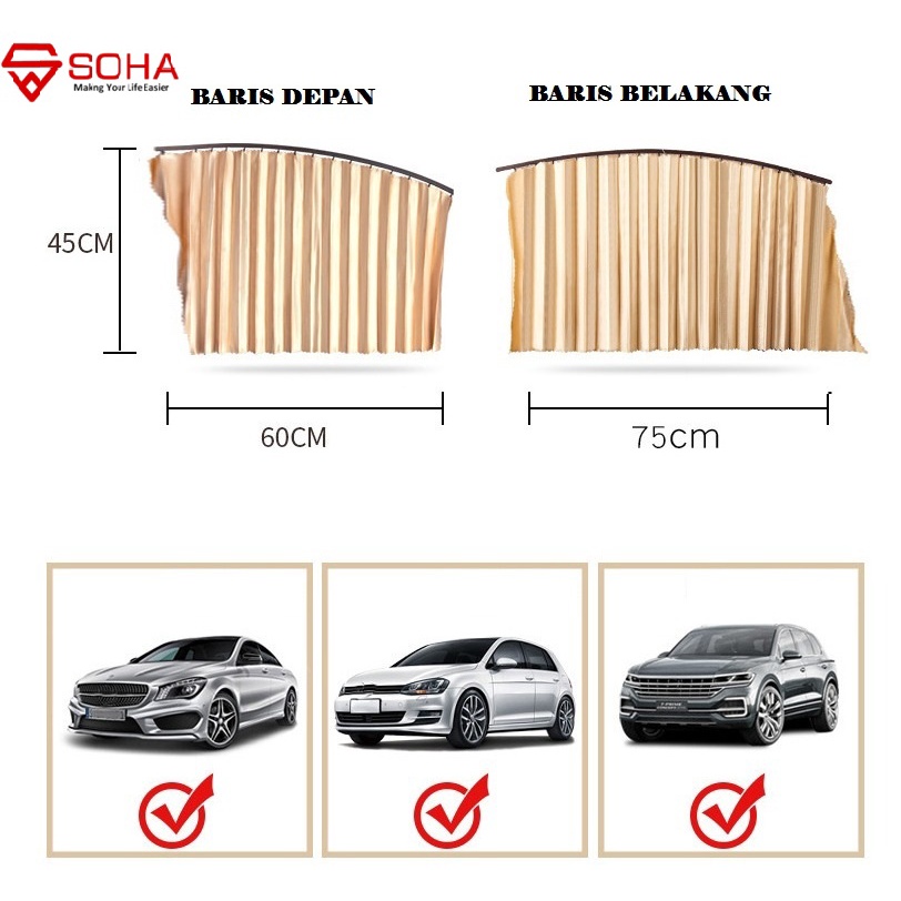 AM-10 Tirai Jendela Kaca Mobil Sunshield Sun Shades Dapat 4 Pcs 4 Jendela Ketutup Semua / Car Magnet Window Sun Shades Anti Panas UV Universal Semua Mobil