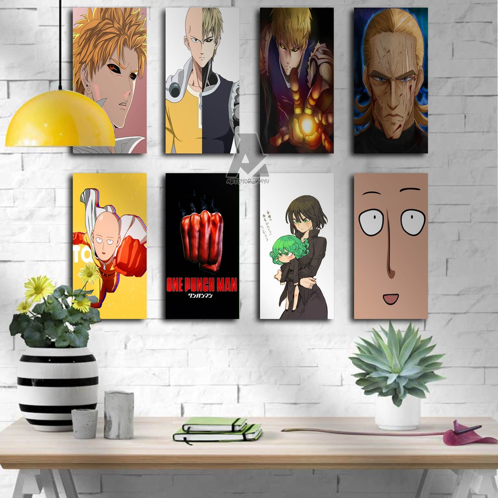 Hiasan dinding POSTER KAYU ANIME ONE PUNCH MAN Kamar HIASAN KAMAR Pajangan Rumah/ dekorasi dinding