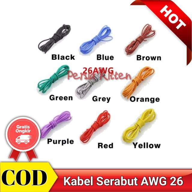 Kabel AWG 26 Serabut putih permeter