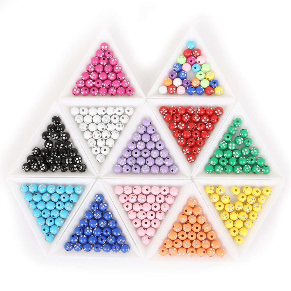 Hot Jual 100 piece/lot 8mm Multi Warna Shiny Akrilik Putaran Beads Untuk DIY Gelang &amp; Kalung Perhiasan Bakat