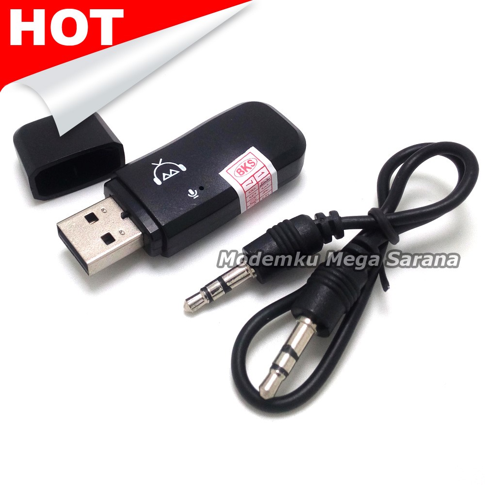 Bluetooth Music Receiver USB Audio Dongle 3.5mm + MIC - Hitam