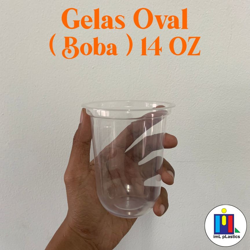 GELAS CUP OVAL WITA / GELAS BOBA 14 OZ - ISI 50PCS