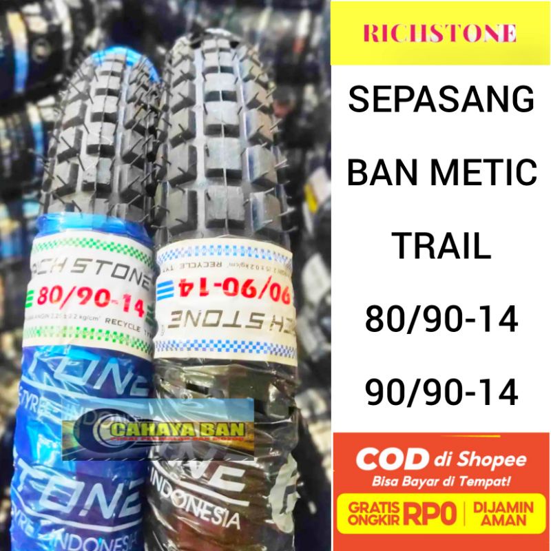 Terlaris Sepasang Ban Motor Metic Trail 80/90-14 Dan 90/90-14 Ban Ring 14 Ban Metic Tril Ban Semi