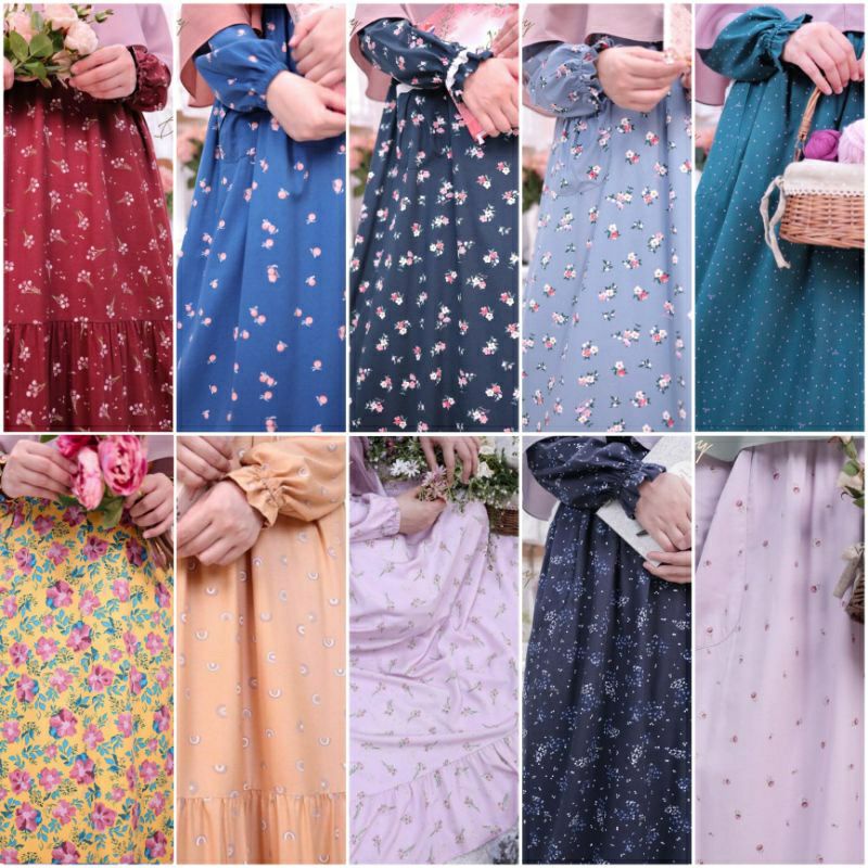 alosia canary,elsine steel grey,elsina prussian, citeon midnight ditsy agustus 2021 S M L XL jumbo