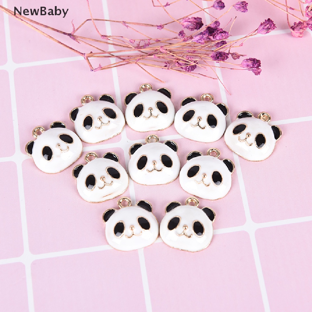 10pcs / Set Liontin Enamel Bentuk Panda Bahan Alloy Untuk DIY Perhiasan / Hadiah Charms