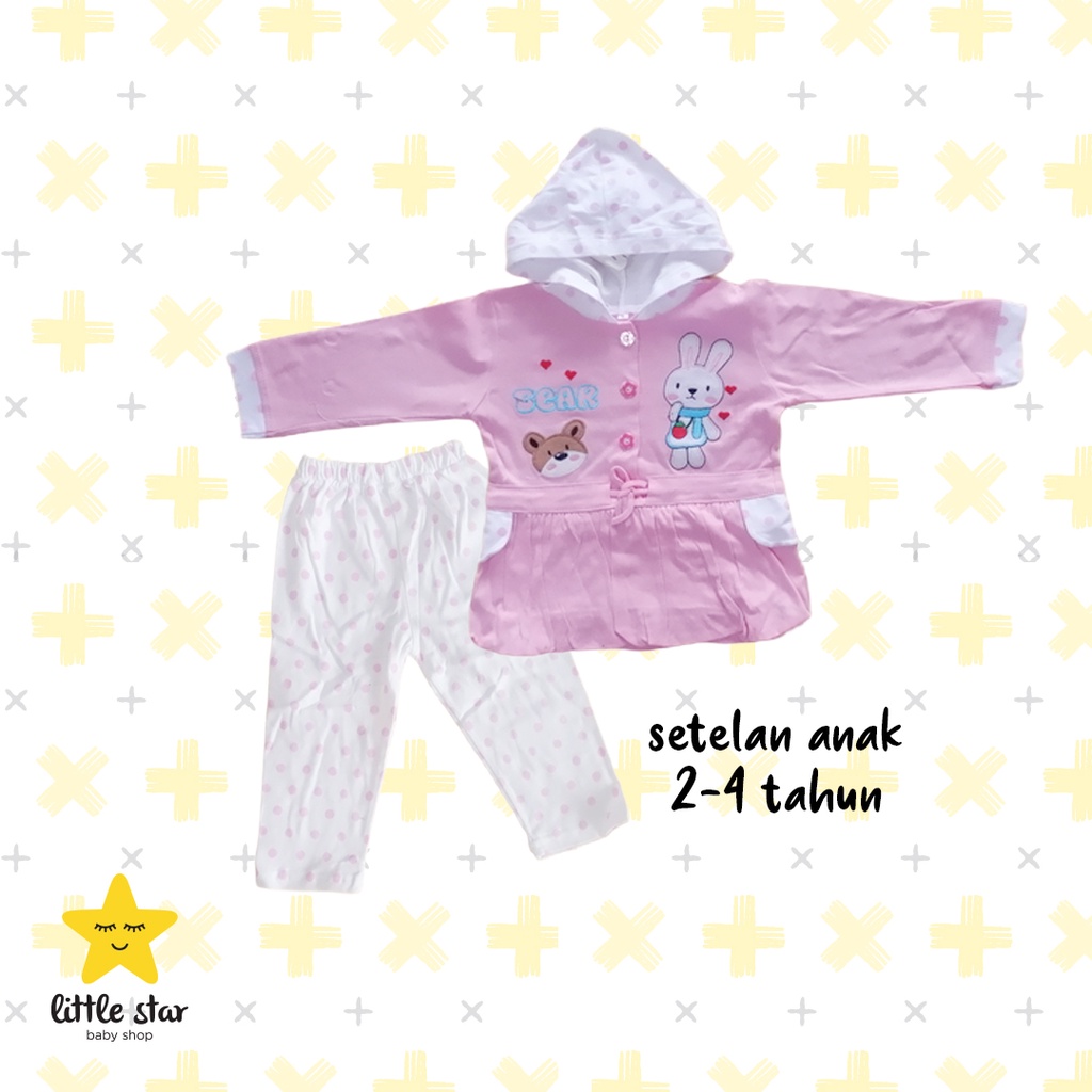 Walton Setelan Anak Perempuan | Set Baju Topi Anak Cewek | Hoodies Anak Girl