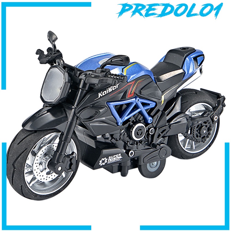 [PREDOLO1] Metal Diecast 1/12 Sport Motorcycle Model Pull Back Motorbike with Music Light for Boys Collection