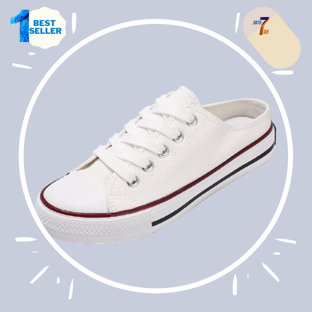 Satu7an SPT-01 SEPATU SNEAKERS KASUAL PRIA WANITA IMPORT SEPATU SEKOLAH KEKINIAN GROSIR JAKARTA COD-PUTIH