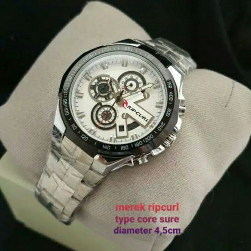 Jam tangan cowok/pria Ripcurl chrono dan tanggal aktif free box kayu
