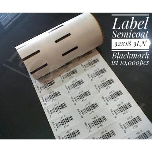 SEMICOAT 32X18 BLACKMARK ISI 10000 CORE 1&quot; LABEL BARCODE HARGA BARANG 32 X 18 CORE KECIL 1 INCH