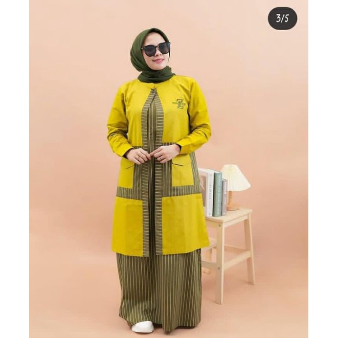 ZOLAQU Gamis Katun Set Cardigan