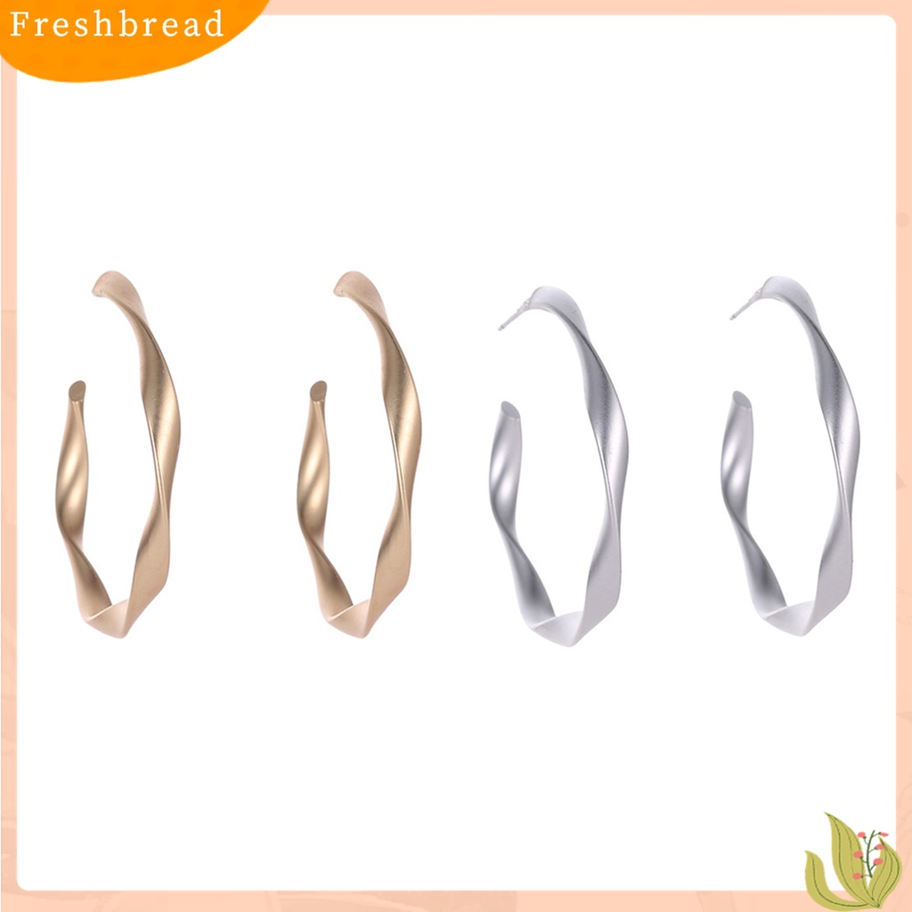 [Fresh] Anting Bulat Besar Simpel Motif Geometri Warna Matte untuk Wanita