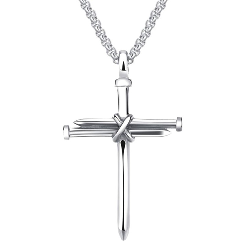 Fashion Stainless Steel Nail Rope Cross Pendant Necklace Jewelry For Men Gifts